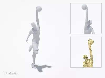 Basketball Sport Pose Low-poly 3D model