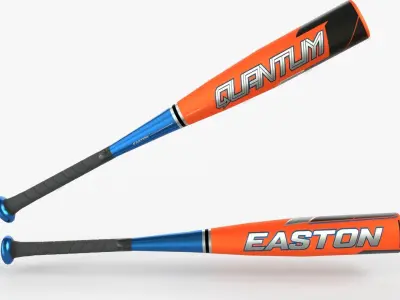 Collection of baseball bats and balls 3D model