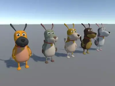 Cartoon Style Dog Model Low-poly 3D model