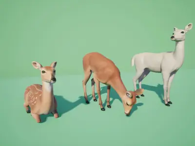Deer stylized Low-poly 3D model