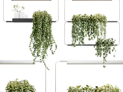 Rectangle pot light pendant - plant light hanging 20 3D model