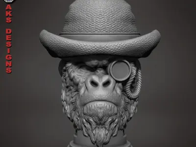 Gentlemen Gorilla Penstand cum flowerpot 3D print model