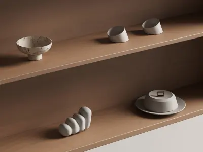 094 built in wall rack shelves 01 wood and minimal 00 3D model