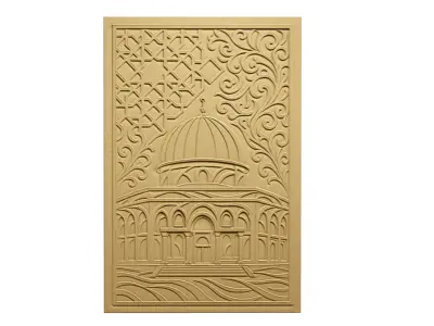 3d modern Dome of the Rock 3D Wall Panel Relief CNC 04 3D model