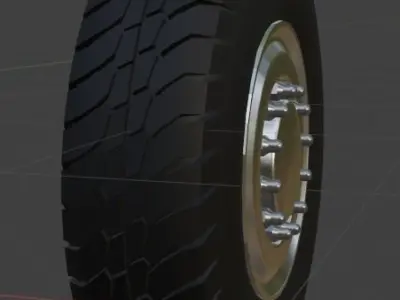 Truck Tire and Rim Free low-poly 3D model