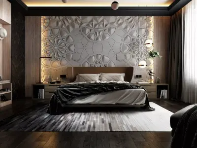 Modern Bedroom interior scene 3D model