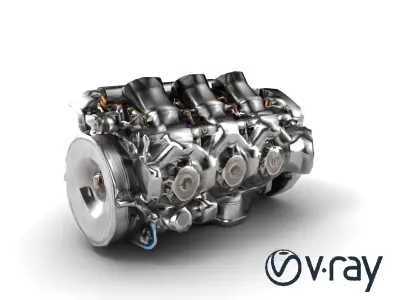 V12 Engine Billet Aluminum Components model pack Low-poly 3D model