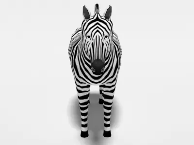 Low Poly Cartoon Zebra Low-poly 3D model