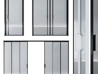 Glass door pocket and swing system black pink gold brown white  3D model