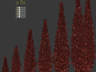 Thuja - Set of 6 models 3D model