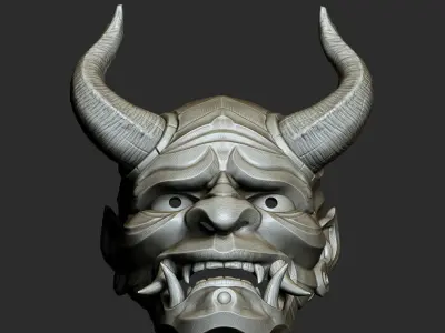 Traditional Japanese Hannya Mask   Oni Mask Samurai Mask  3D print model