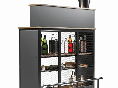 Contemporary Mini Bar Cabinet 3D model 3D model