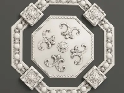 Rosette 1 octagonal ceiling medallion 3D model