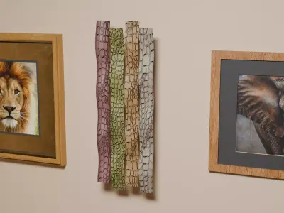 Wavy Metal Alligator Skin Wall Art Low-poly 3D model