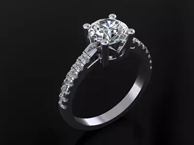 Engagement Ring with Round Diamond 3D print model