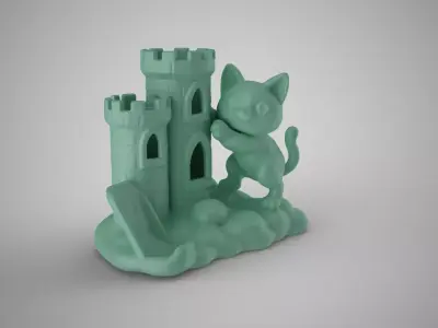 Castle Cat Pen Holder 3D print model