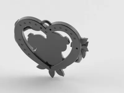 Mother and Daughter Heart Pendant 3D print model