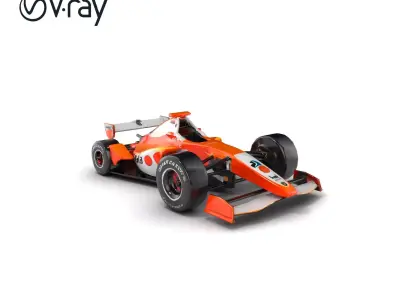 Formula  Glossy Orange White Automobile model pack Low-poly 3D model