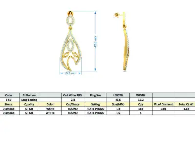Women Earrings 3dm STL OBJ FBX Render Details 3D print model 8
