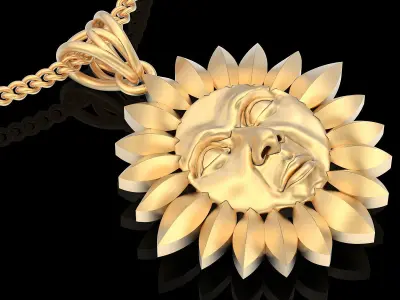 Sun pendant gold sterling printable jewelry 3D model 3D print model