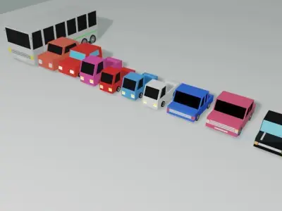 low poly cars and buses Free low-poly 3D model