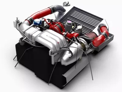 13B Turbo Rotary Engine Low-poly 3D model