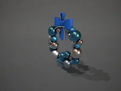 Blue and Silver Christmas Bauble Wreath Low-poly 3D model