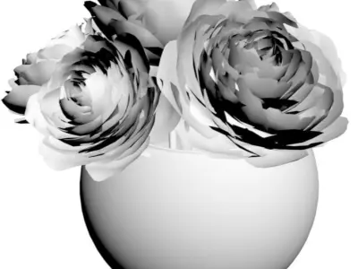 Glass vase with flowers 3D model