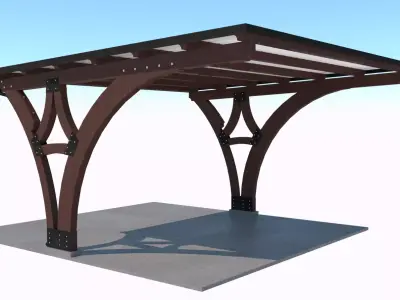 Modern Wooden Carport 3D model 3D model