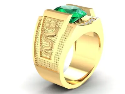LUXURY DIAMOND RING  WITH DRAGON FOR MEN 1023 3D print model