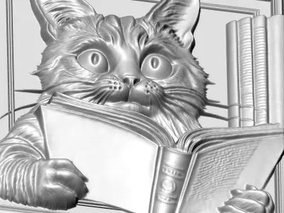 Cat Reading A36 3D print model