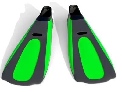 Dive Flippers Green Low-poly 3D model