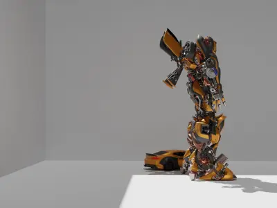 Realistic Bumblebee Transformer and Chevrolet Camaro 3D model