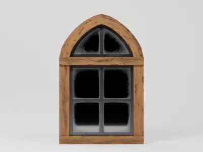 Wooden Window 84x14x130 Low-poly 3D model