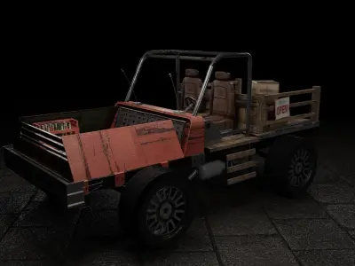 Old Rusted Mini Wagon 3D model