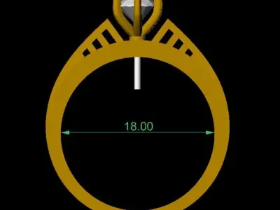 Regal Grid Solitaire Gents Ring 3D print model