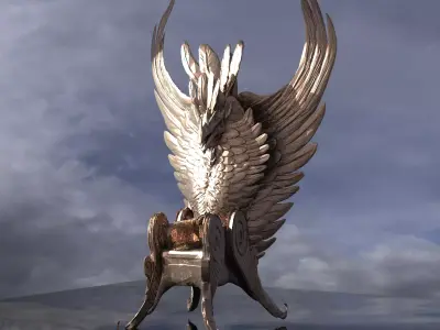 Feathered angel wing Throne Large  Low poly  Low-poly 3D model