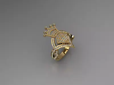 ring diamond and crown   3D print model
