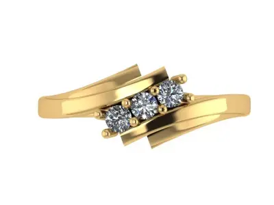 criss cross ring 3 diamond center  3D print model