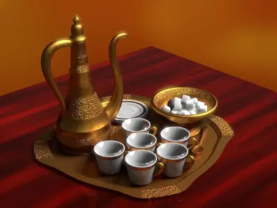 16 Piece Persian Tea Set 3D model