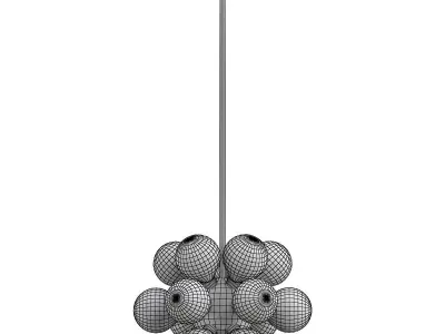grape-milk chandelier with glass balls and gold metal 3D model
