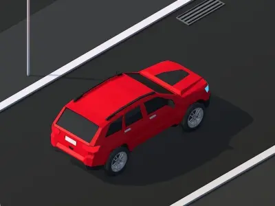 Cartoon Low Poly Cherokee Jeep Car Low-poly 3D model