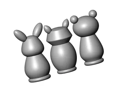 Animal bunny cat bear peg doll decor shapes 3D print model