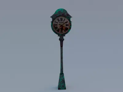 Street Clock Rusted Free low-poly 3D model