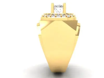 Luxury Halo Diamond Signet Ring for Men 581 3D print model