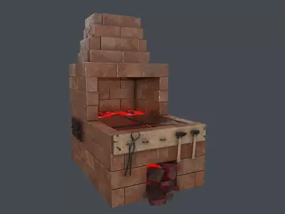 Black Smith Forge LowPoly Low-poly 3D model