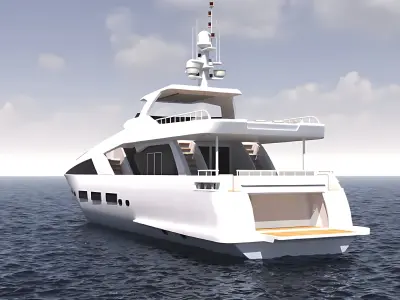 Modern Yacht Low-poly 3D model