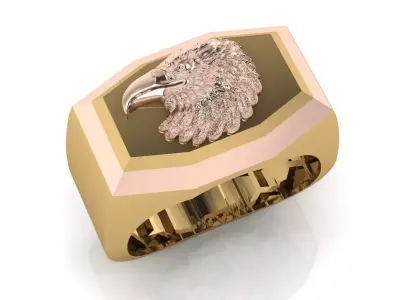 Luxury 4 piece men eagle ring 3D print model
