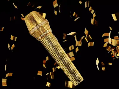 golden microphone 3D model