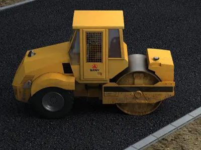 Construction municipal vehicles road rollers construction 3D model